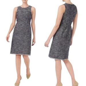 J.Crew Womens Fringe Plus Size Tweed Sheath Dress Grey Old Money Career Office
